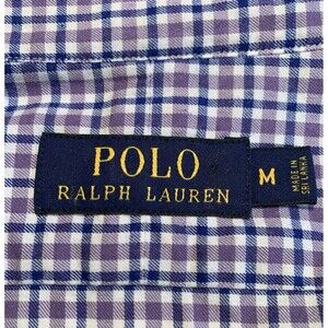 RALPH LAUREN POLO 100% Cotton Button Down Purple/Blue Checks Medium